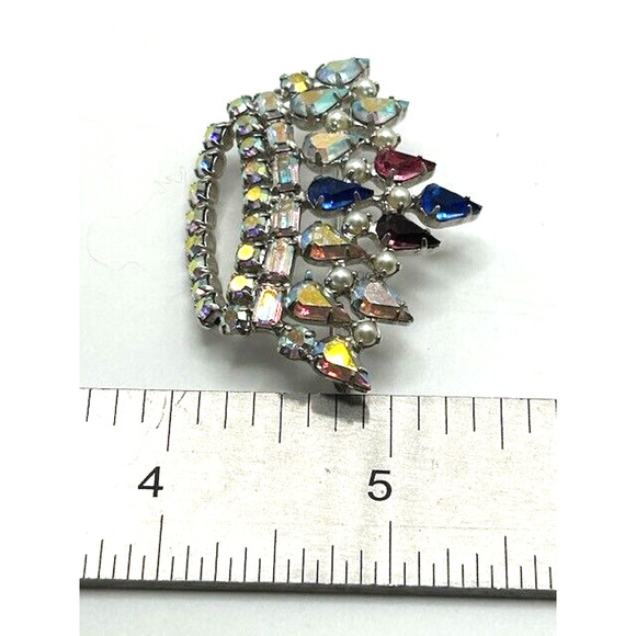 Vintage B. David Family Mother's Crown Brooch Rhinestones Faux Pearls Pin - Picture 7 of 7